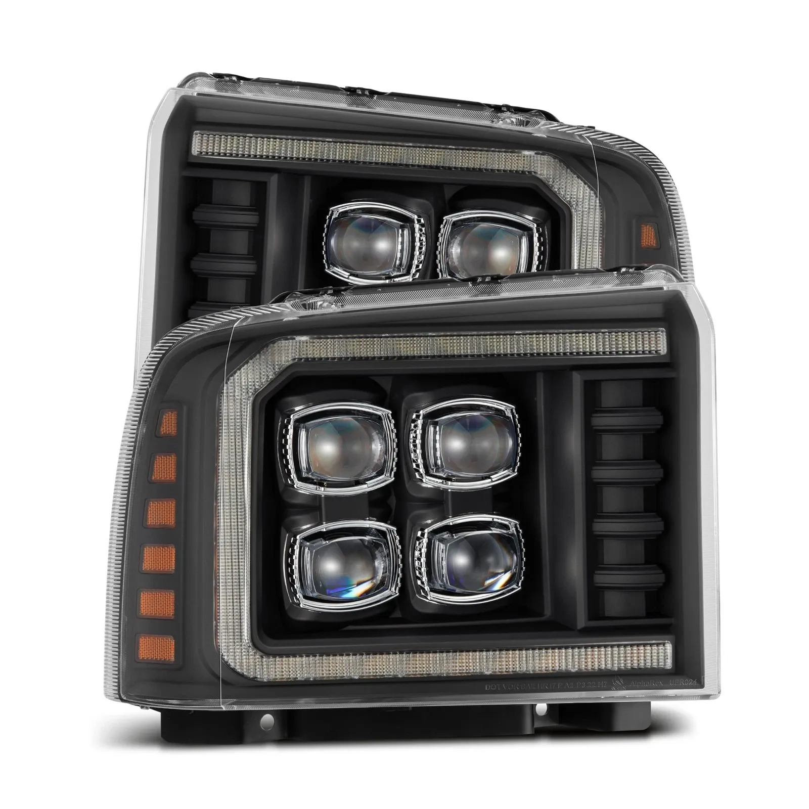 Фары проекторные светодиодные Black Nova для Ford F-250/350/450 2005–2007, AlphaRex — фото 3