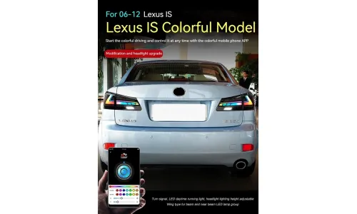 Задние LED-фонари RGB динамический поворотник для Lexus IS (2006-2012), комплект, комплект, FT Carlight Carlight — фото 2