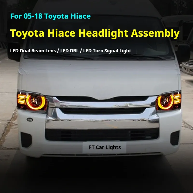 Фары передние LED с ходовыми огнями для Toyota Hiace (2005-2018), комплект, комплект, FT Carlight Carlight — фото 5