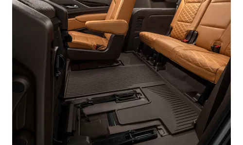 Объёмные коврики 2-го ряда для Cadillac Escalade ESV V, тёмно-коричневый Very Dark Atmosphere, 2-й ряд — кресла, GM — фото 1