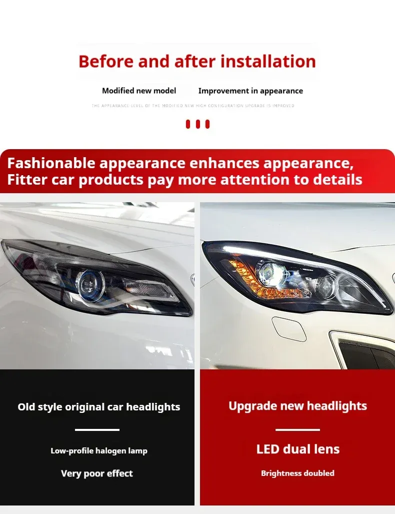 Фары передние LED с ходовыми огнями для Buick Regal / Opel Insignia (2014-2016), комплект, комплект, FT Carlight Carlight — фото 7