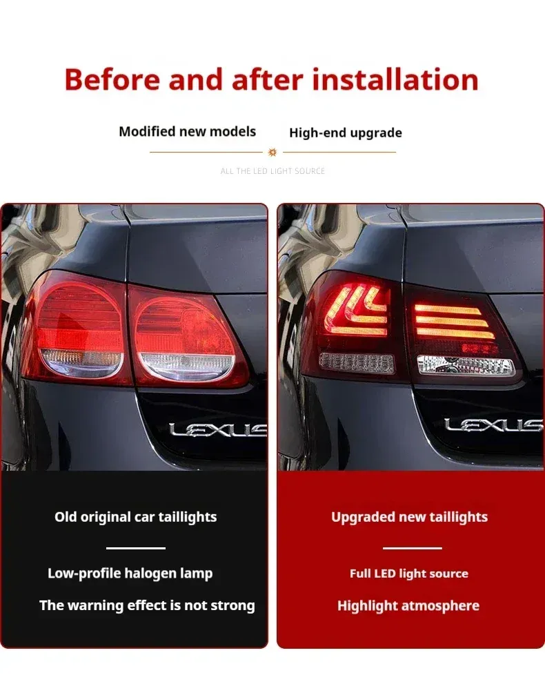 Задние LED-фонари динамический поворотник для Lexus GS (2004-2011), комплект, комплект, FT Carlight Carlight — фото 7