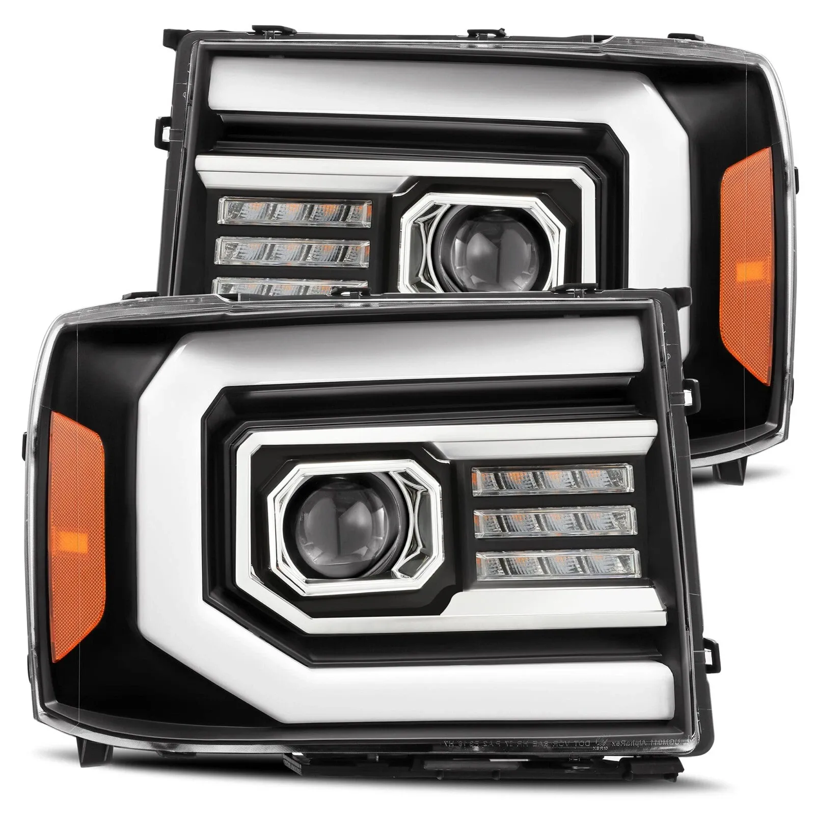 Фары галогеновые PRO Series Black для GMC Sierra 1500 2007–2013, AlphaRex — фото 2
