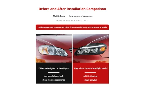 Фары передние LED с ходовыми огнями для Toyota Corolla (2003-2008, США), комплект, комплект, FT Carlight Carlight — фото 7