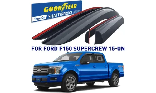 Дефлекторы боковых окон 15-23 Ford F-150 SuperCrew, накладные, GoodYear — фото 1