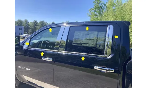 Хромированная отделка окна из нержавеющей стали 12 шт QAA для Chevy Silverado Crew HD 20-24 — фото 1