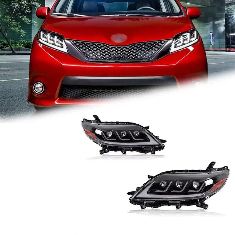 Фары передние LED с ходовыми огнями для Toyota Sienna (2011-2020), комплект, комплект, FT Carlight Carlight — фото 1