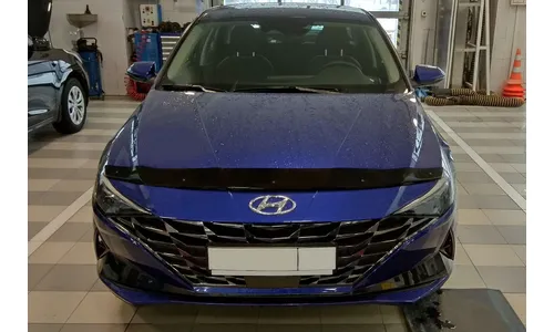 Дефлектор капота HYUNDAI Elantra/Avante/i30, 2020-, темный / Хендай Элантра — фото 2