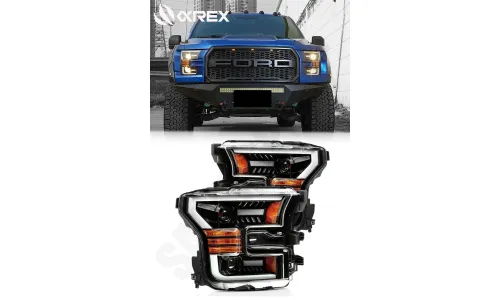 Фары проекторные светодиодные Jet Black LUXX для Ford F-150 XL/XLT 2015–2017, AlphaRex — фото 1