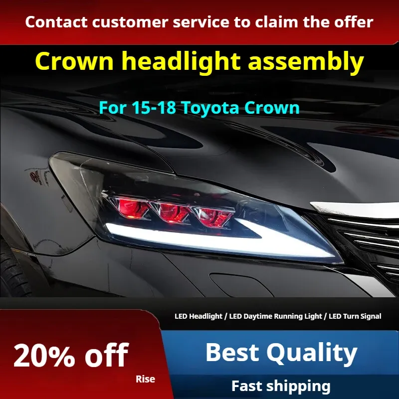 Фары передние LED с ходовыми огнями для Toyota Crown (2015-2018), комплект, FT Carlight — фото 2