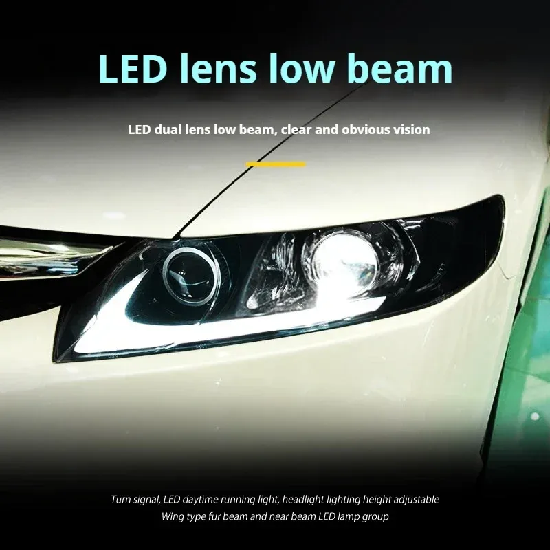 Фары передние LED с ходовыми огнями для Honda Civic 8 (2006-2011), комплект, комплект, FT Carlight Carlight — фото 3