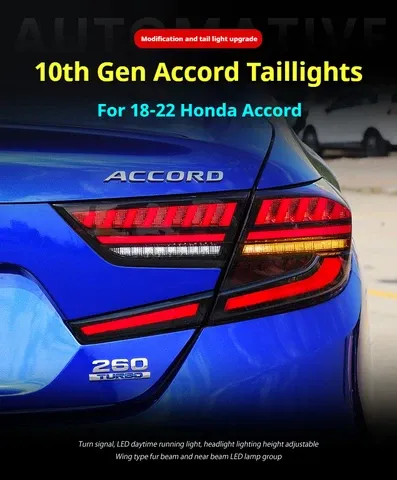 Задние LED-фонари динамический поворотник для Honda Accord 10-го поколения (2018-2022), комплект, комплект, FT Carlight Carlight — фото 5