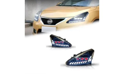 Фары передние LED с ходовыми огнями для Nissan Tiida (2011-2015), комплект, комплект, FT Carlight Carlight — фото 1