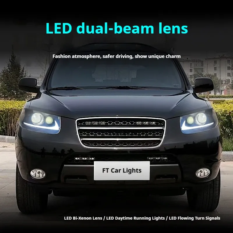 Фары передние LED с ходовыми огнями для Hyundai Santa Fe (2006-2012), комплект, комплект, FT Carlight Carlight — фото 4