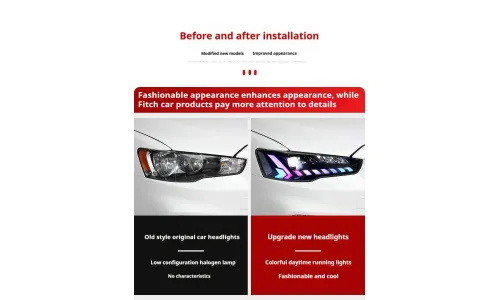 Фары передние LED с ходовыми огнями RGB для Mitsubishi Lancer (2008-2018), комплект, FT Carlight — фото 6