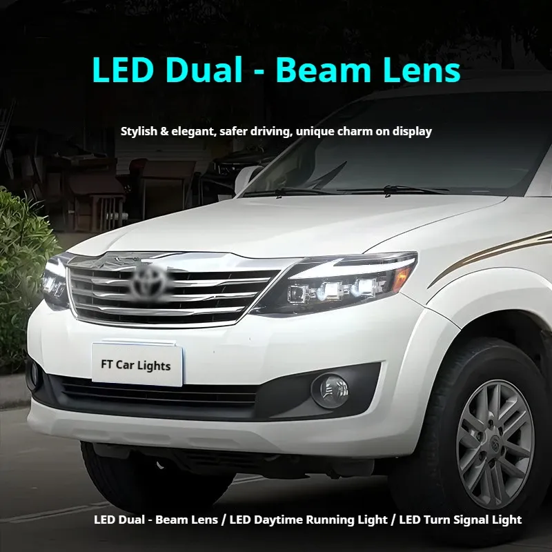 Фары передние LED с ходовыми огнями для Toyota Fortuner (2011-2015), комплект, комплект, FT Carlight Carlight — фото 4