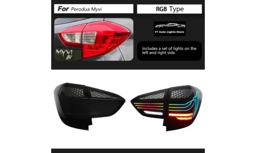 Задние LED-фонари RGB динамический поворотник для Perodua Myvi (2018-2024), комплект, комплект, FT Carlight Carlight — фото 1