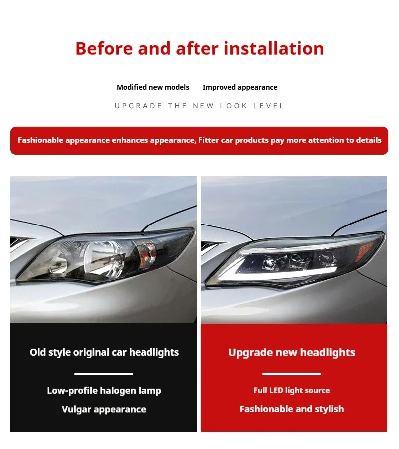 Фары передние LED с ходовыми огнями для Toyota Corolla (2011-2013), комплект, комплект, FT Carlight Carlight — фото 5