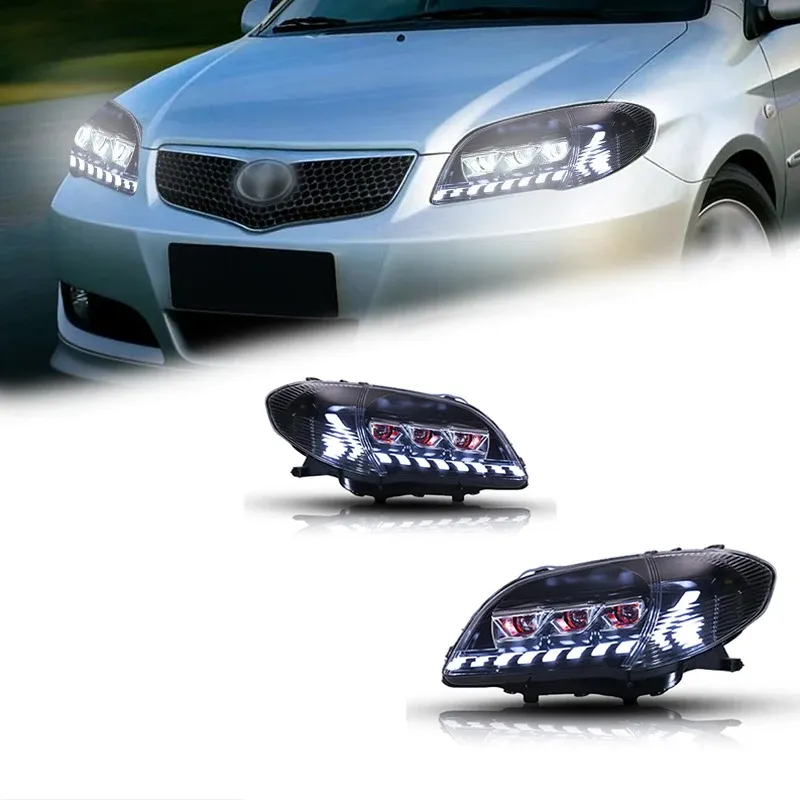 Фары передние LED с ходовыми огнями для Toyota Vios (2005-2007), комплект, комплект, FT Carlight Carlight — фото 1