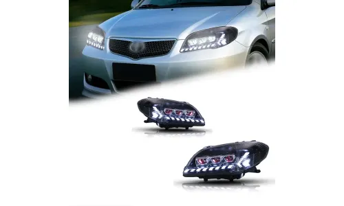 Фары передние LED с ходовыми огнями для Toyota Vios (2005-2007), комплект, комплект, FT Carlight Carlight — фото 1