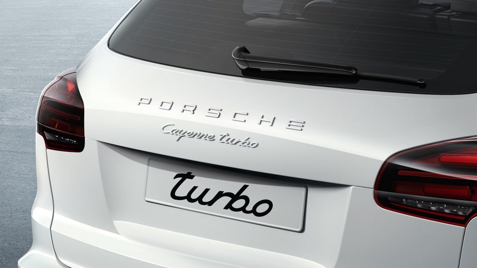 Задняя надпись и обозначение модели, чёрный глянцевый для Porsche Cayenne 958 E2 II — фото 1