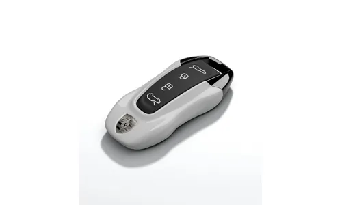 Верхняя и нижняя накладки ключа окрашенные, герб Turbonit, Белый для Porsche Macan Electric H2, Cayenne Electric E4 — фото 1