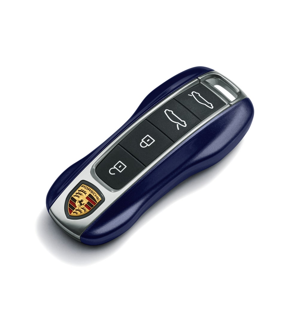 Окрашенные боковые накладки ключа, 2 шт., Синий Moonlight металлик для Porsche Taycan, Panamera, Cayenne, 911 — фото 1