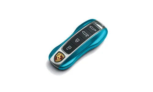Окрашенные боковые накладки ключа, 2 шт., Синий Montego металлик для Porsche Taycan, Panamera, Cayenne, 911 — фото 1