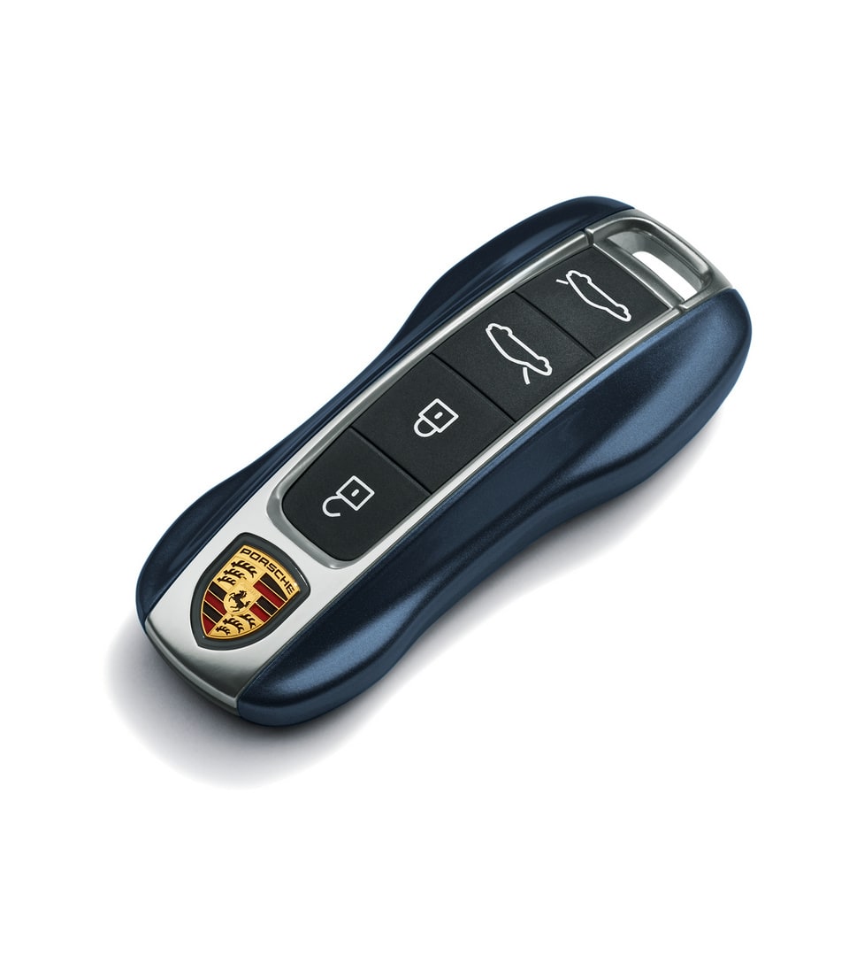 Окрашенные боковые накладки ключа, 2 шт., Синий Algarve металлик для Porsche Taycan, Panamera, Cayenne, 911 — фото 1