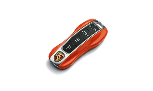 Окрашенные боковые накладки ключа, 2 шт., Оранжевый Lava для Porsche Taycan, Panamera, Cayenne, 911 — фото 1