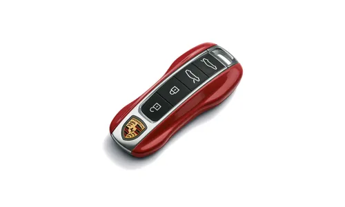 Окрашенные боковые накладки ключа, 2 шт., Карминно-красный для Porsche Taycan, Panamera, Cayenne, 911 — фото 1