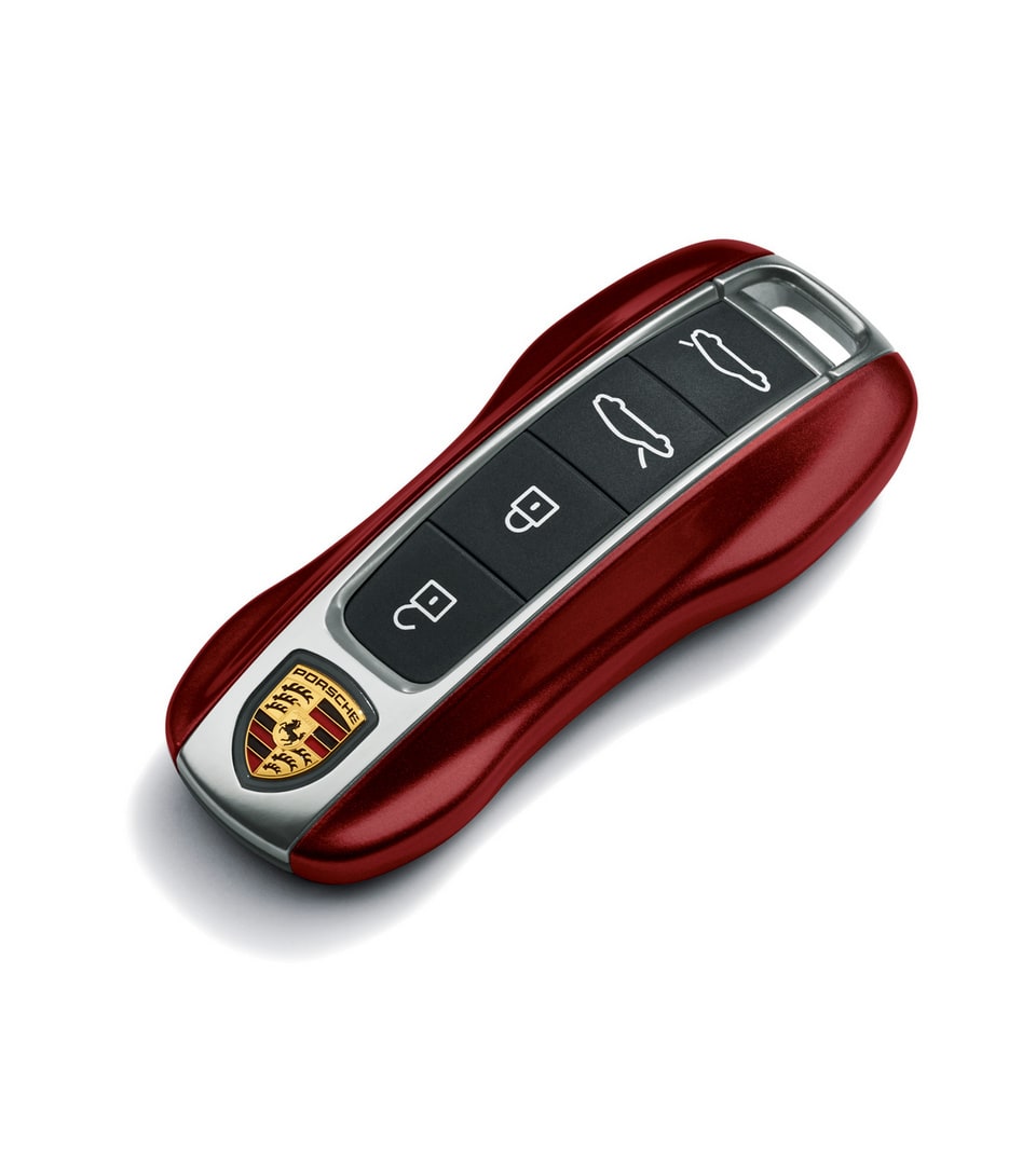 Окрашенные боковые накладки ключа, 2 шт., Вишнёвый металлик для Porsche Taycan, Panamera, Cayenne, 911 — фото 1