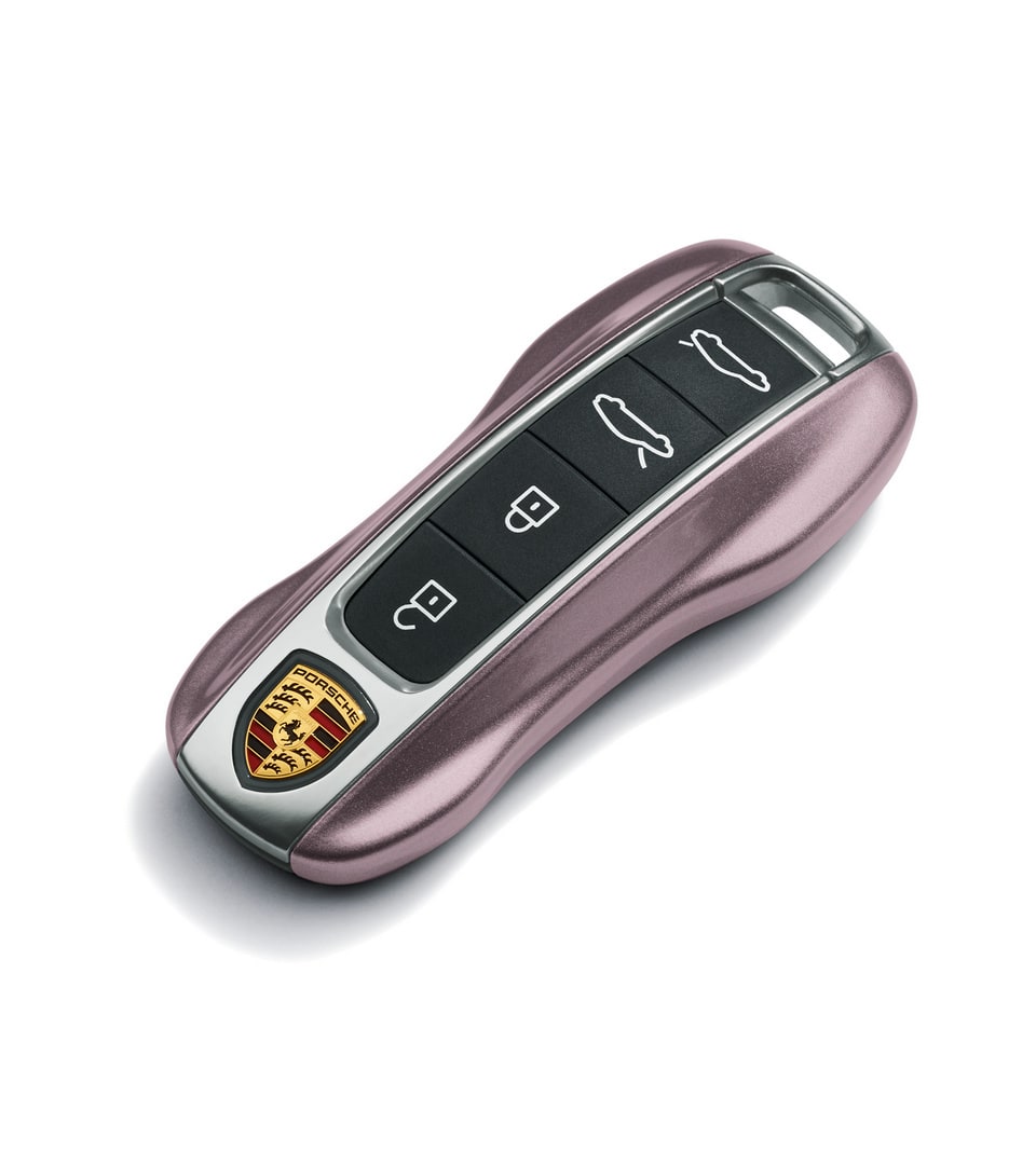 Окрашенные боковые накладки ключа, 2 шт., Розовый Frozen Berry металлик для Porsche Taycan, Panamera, Cayenne, 911 — фото 1