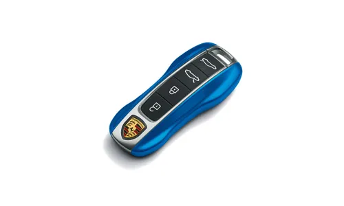 Окрашенные боковые накладки ключа, 2 шт., Сапфировый синий металлик для Porsche Taycan, Panamera, Cayenne, 911 — фото 1
