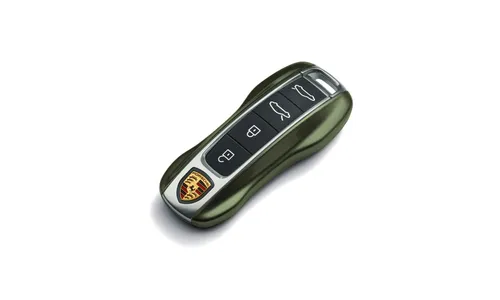 Окрашенные боковые накладки ключа, 2 шт., Дубовый зелёный Neo металлик для Porsche Taycan, Panamera, Cayenne, 911 — фото 1