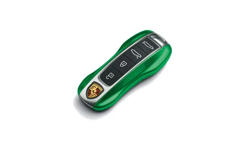Окрашенные боковые накладки ключа, 2 шт., Зелёный Mamba металлик для Porsche Taycan, Panamera, Cayenne, 911 — фото 1