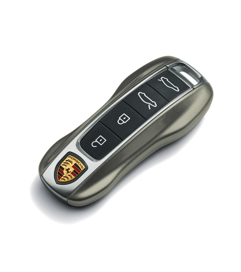 Окрашенные боковые накладки ключа, 2 шт., Зелёный Aventurine металлик для Porsche Taycan, Panamera, Cayenne, 911 — фото 1