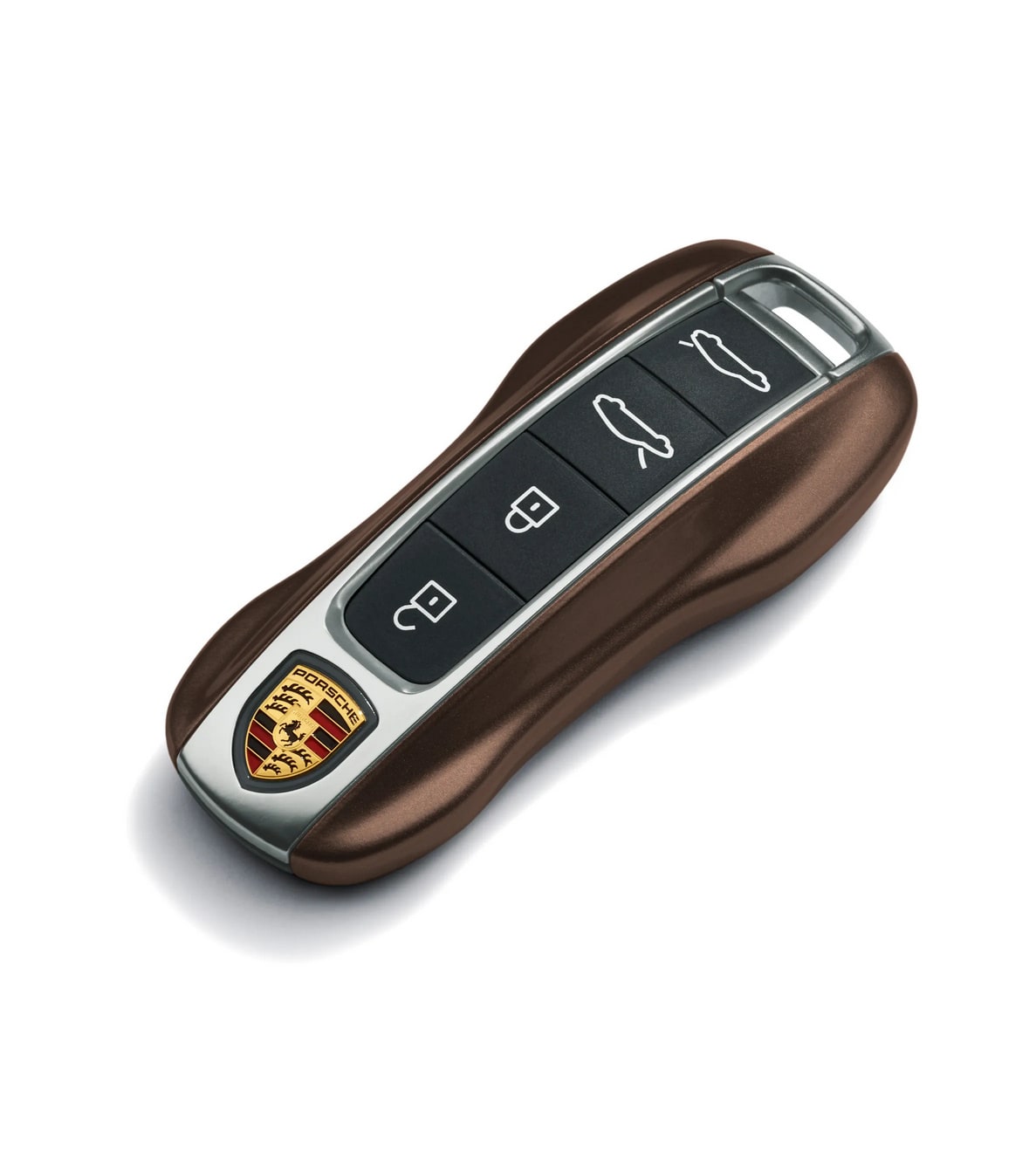 Окрашенные боковые накладки ключа, 2 шт., Коричневый Ristretto металлик для Porsche Taycan, Panamera, Cayenne, 911 — фото 1