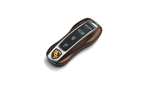 Окрашенные боковые накладки ключа, 2 шт., Коричневый Ristretto металлик для Porsche Taycan, Panamera, Cayenne, 911 — фото 1