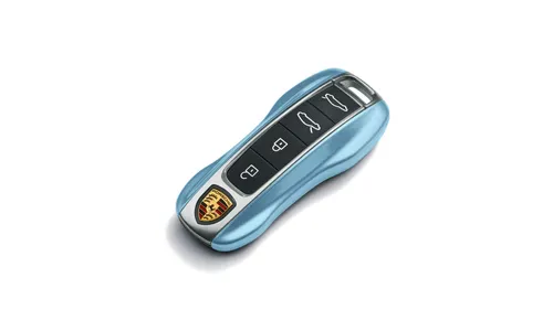 Окрашенные боковые накладки ключа, 2 шт., Синий Shore металлик для Porsche Taycan, Panamera, Cayenne, 911 — фото 1