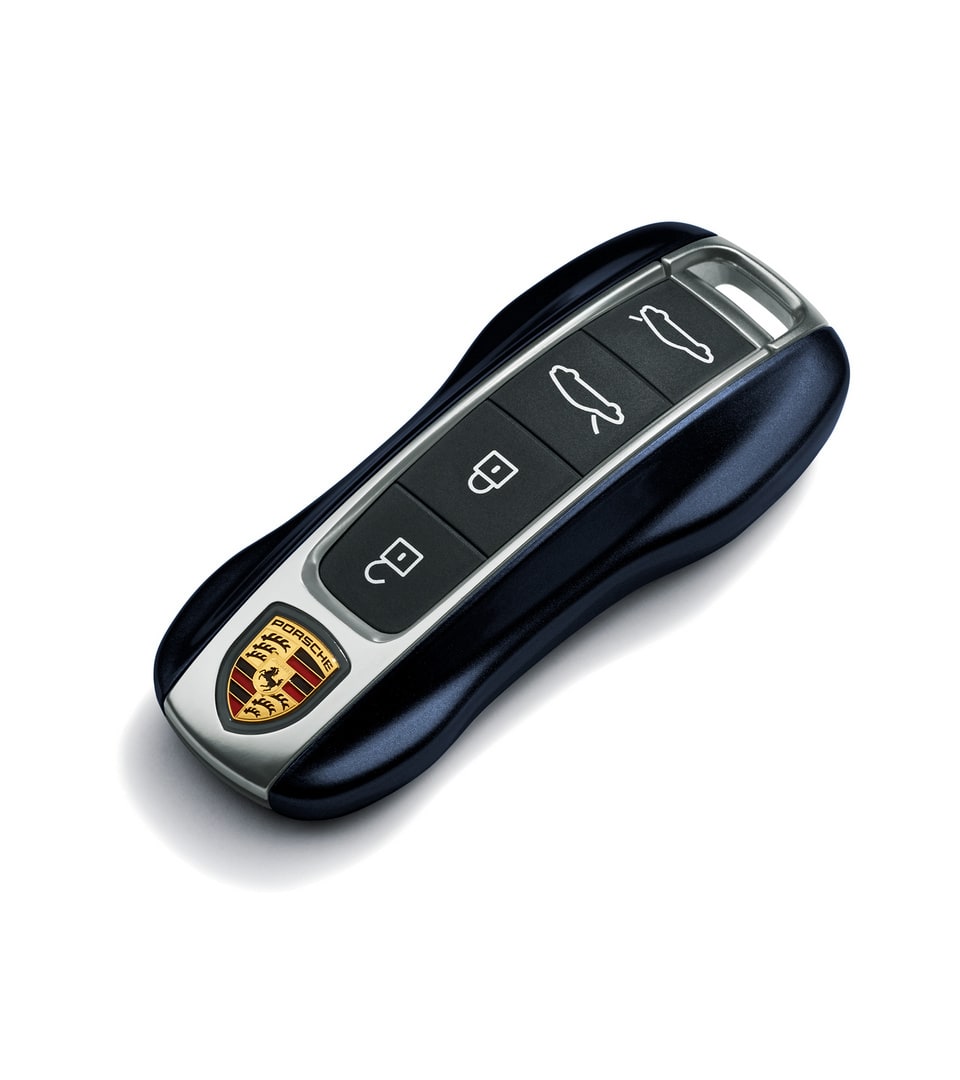 Окрашенные боковые накладки ключа, 2 шт., Чёрный Chromite металлик для Porsche Taycan, Panamera, Cayenne, 911 — фото 1