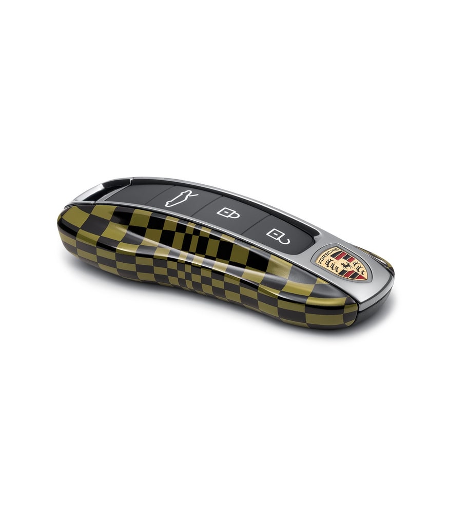 Комплект накладок для автомобильного ключа, Pascha, чёрный / Olive Neo для Porsche Taycan, Panamera, Cayenne, 911 — фото 1