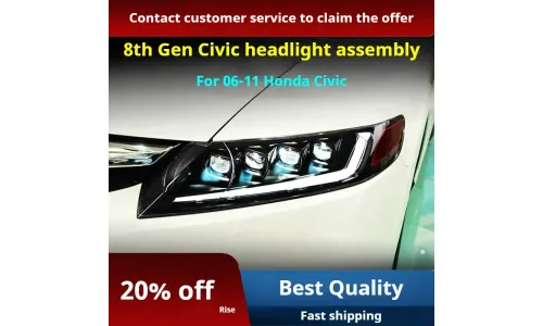 Фары передние LED с ходовыми огнями для Honda Civic 8 (2006-2011), комплект, комплект, FT Carlight Carlight — фото 2