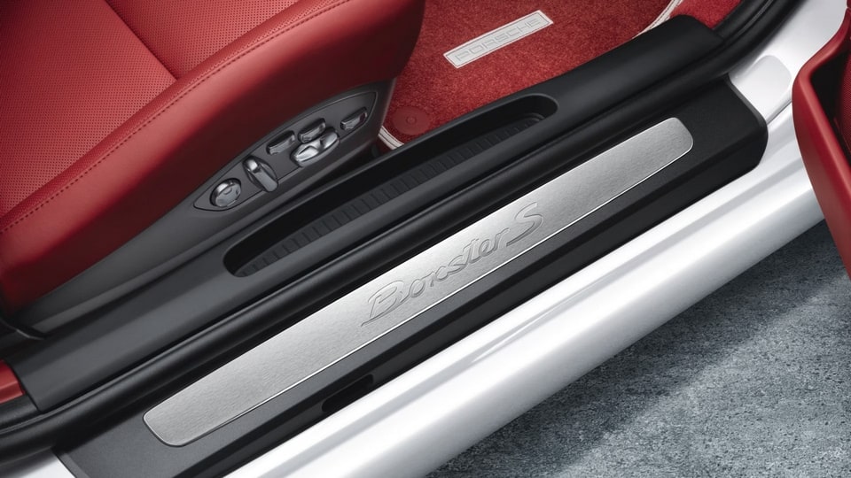 Накладки порогов из нержавеющей стали, «Boxster S» для Porsche Boxster 981, Boxster 982 — фото 1