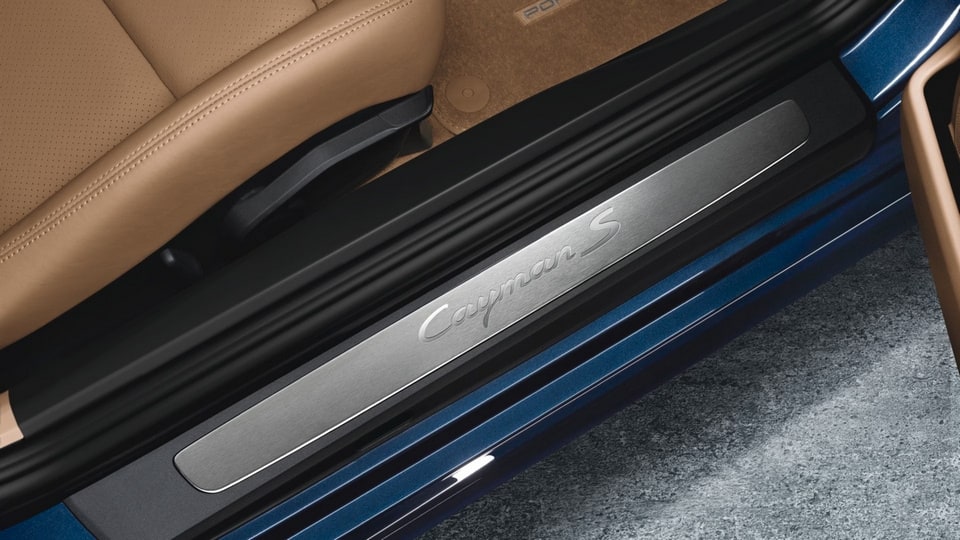 Накладки порогов из нержавеющей стали, «Cayman S» для Porsche Cayman 981, Cayman 982 — фото 2