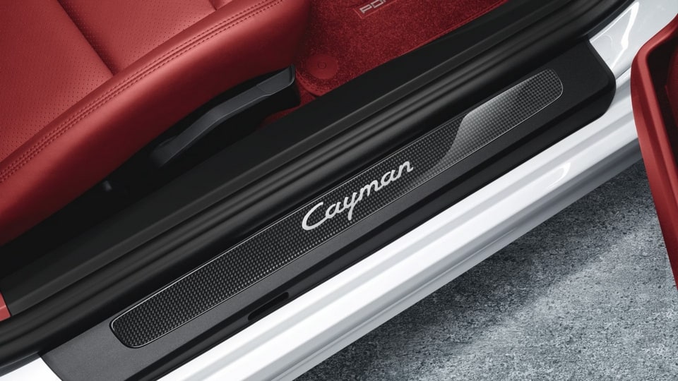 Карбоновые накладки порогов, «Cayman» для Porsche Cayman 981, Cayman 982 — фото 1