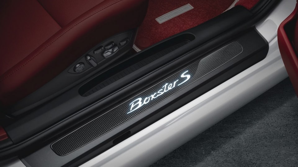 Карбоновые накладки порогов с подсветкой, «Boxster S» для Porsche Boxster 981, Boxster 982 — фото 1
