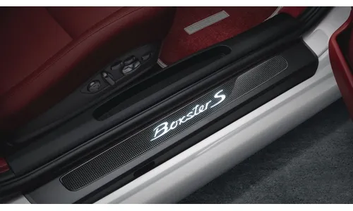 Карбоновые накладки порогов с подсветкой, «Boxster S» для Porsche Boxster 981, Boxster 982 — фото 1