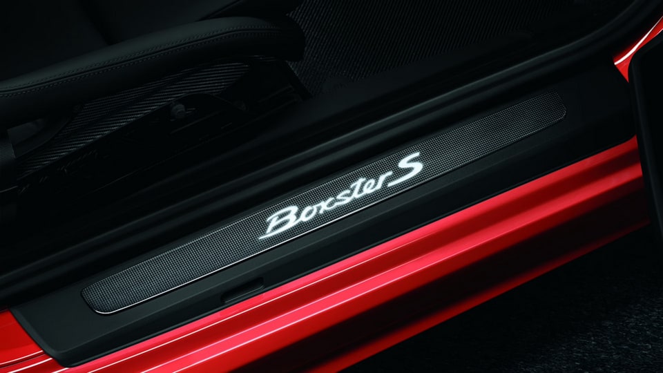 Карбоновые накладки порогов с подсветкой, «Boxster S» для Porsche Boxster 981, Boxster 982 — фото 2