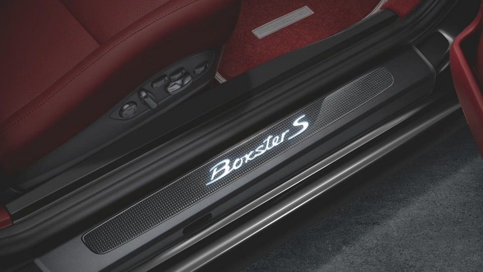 Карбоновые накладки порогов с подсветкой, «Boxster S» для Porsche Boxster 981, Boxster 982 — фото 3